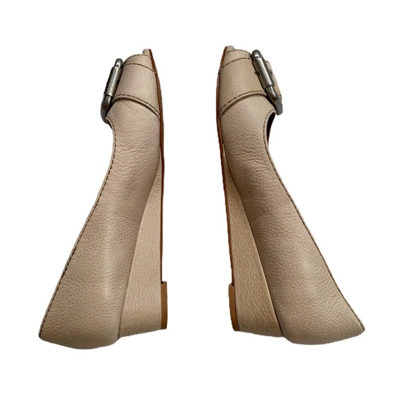 Fossil Cream Peep Toe Buckle Wedges Size 7 - Picture 4 of 7